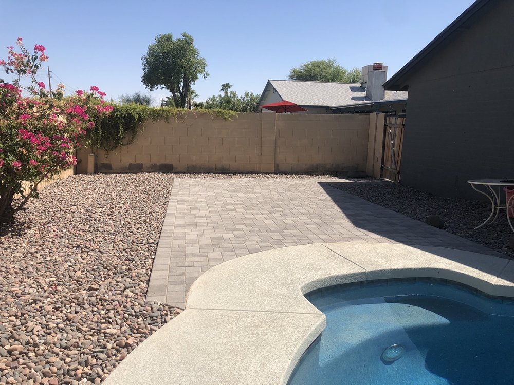 Paver pad and rock landscaping project